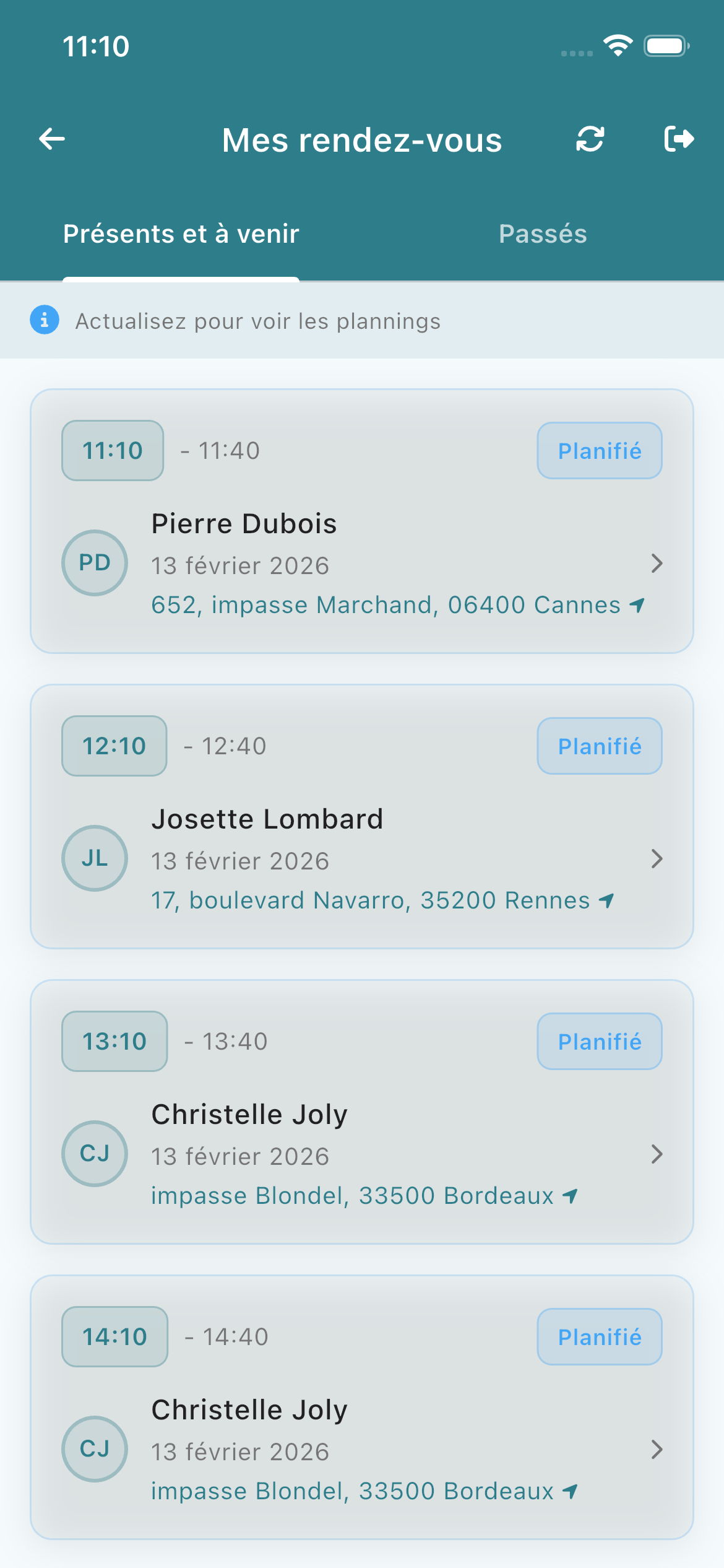 Tâches de la visite - application mobile SaadConnect